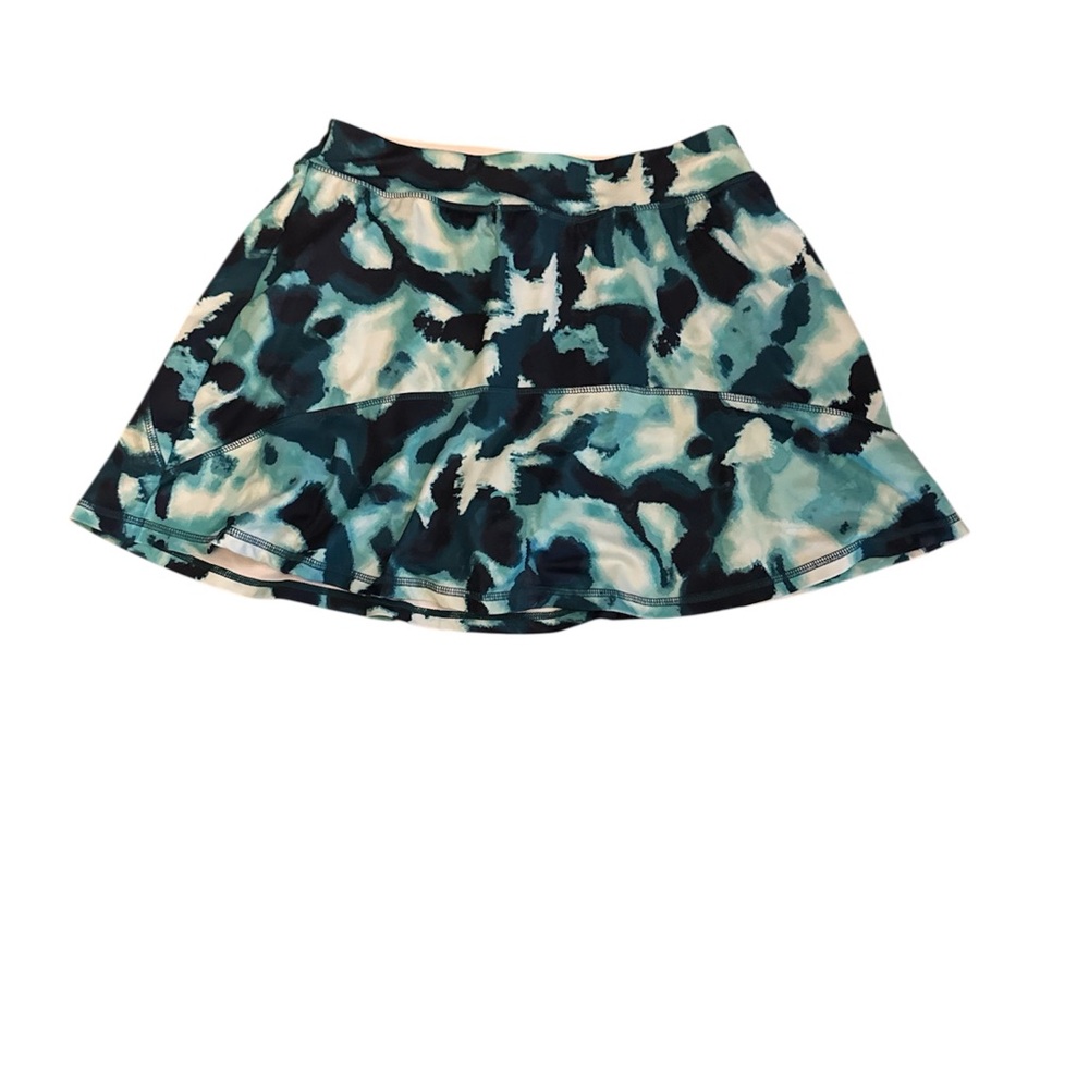 Xersion Teal and Black Patterned Skater Skirt